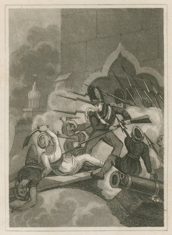 Morte de Tippoo Sahib no cerco de Serigapatam, Índia, 1799 de English School