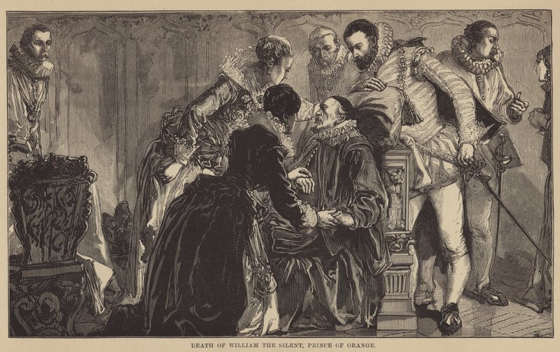 Morte de Guilherme, o Silencioso, Príncipe de Laranja (gravura) de English School