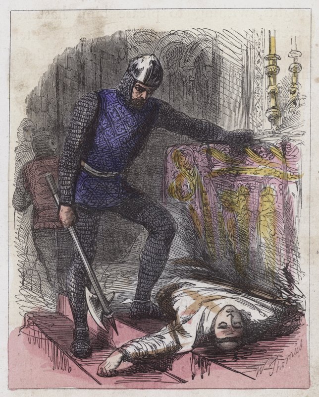Morte de um Becket (gravura colorida) de English School