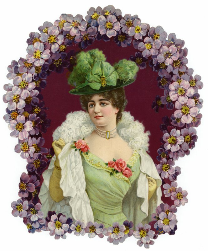 Decoração com um retrato de uma mulher de English School