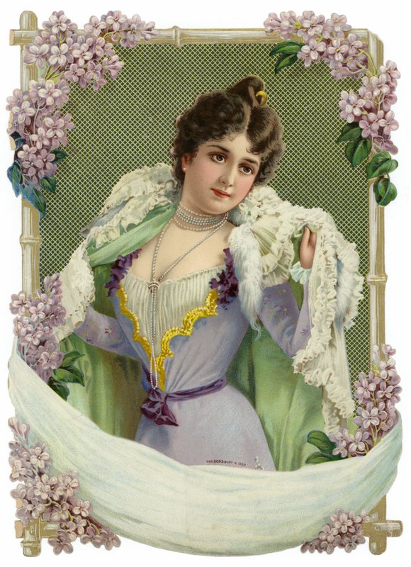 Decoração com um retrato de uma mulher de English School