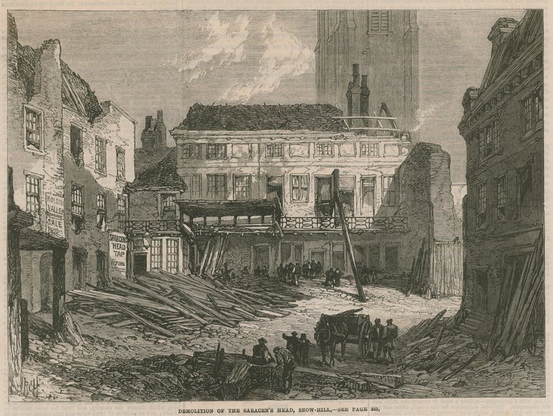 Demolição da cabeça dos sarracenos, Snow Hill, Londres de English School