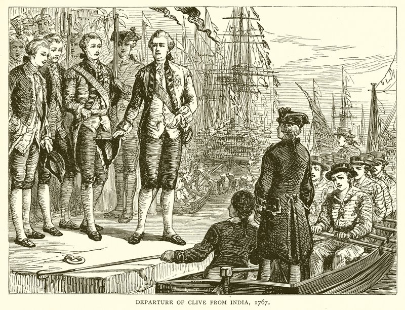 Partida de Clive da Índia, 1767 de English School