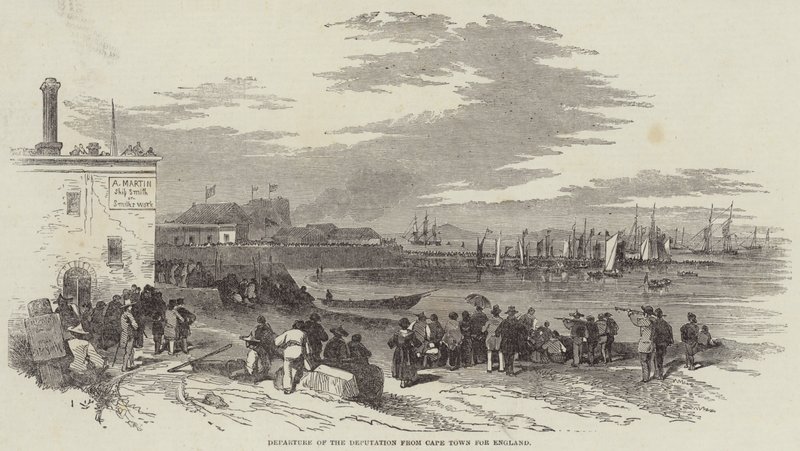 Saída da Deputação da Cidade do Cabo para Inglaterra (gravura) de English School
