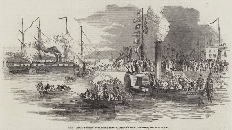 Partida da "Great Britain" para a Austrália (gravura) de English School