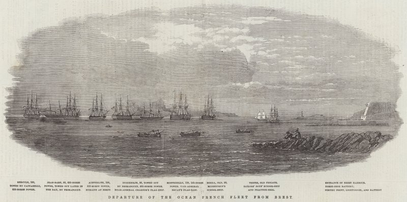 Saída da Frota Francesa Oceânica de Brest (gravura) de English School