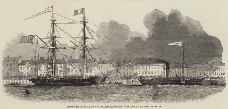 Saída da Expedição da Ramo Renovado em Busca de Sir John Franklin (gravura) de English School