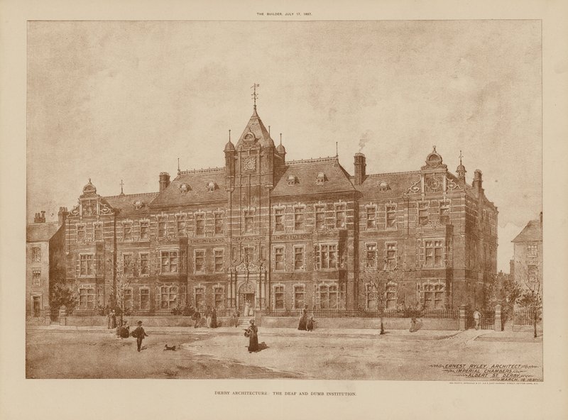 Arquitetura de Derby, a Instituição de Surdos e Mudos (gravura) de English School
