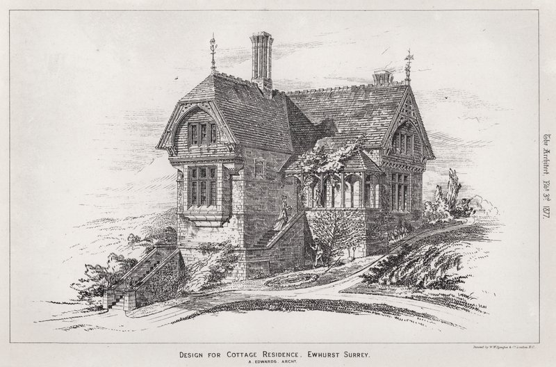 Design para Cottage Residence, Ewhurst, Surrey (gravura) de English School