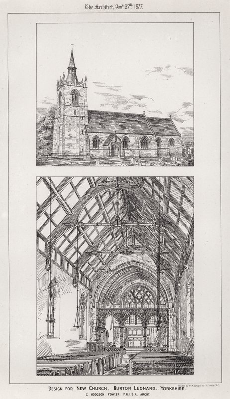 Design para New Church, Burton Leonard, Yorkshire (gravura) de English School