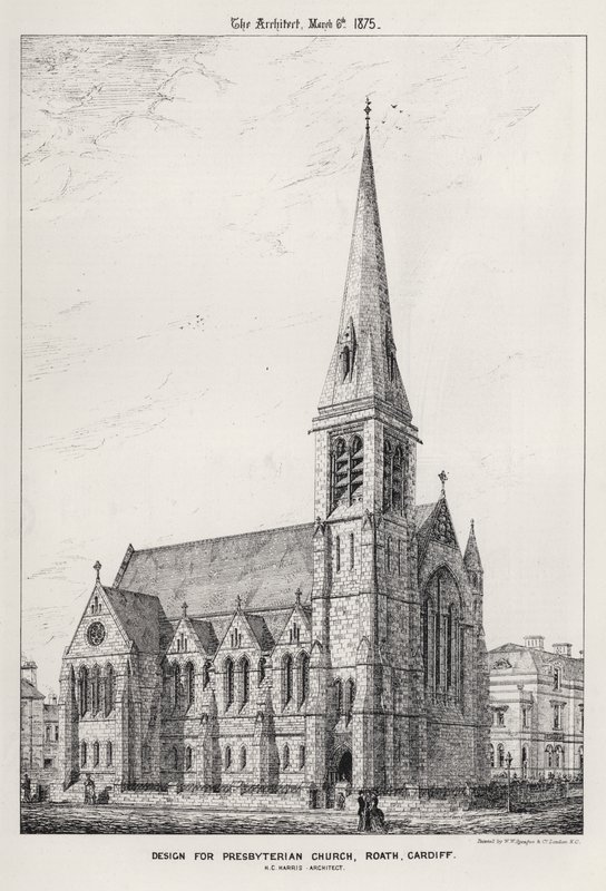 Desenho para Igreja Presbiteriana, Roath, Cardiff (gravura) de English School