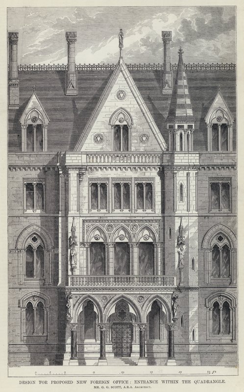 Design para Proposta de Novo Escritório Estrangeiro, Entrada dentro do Quadrilátero (gravura) de English School