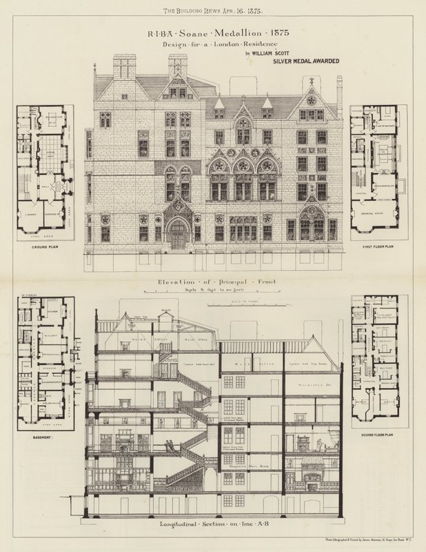 Design para uma Residência em Londres (gravura) de English School