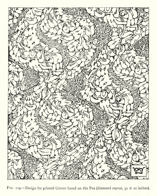 Desenho para algodão estampado à base de ervilha, repetição diamantada, 30 × 21 polegadas (gravação) de English School