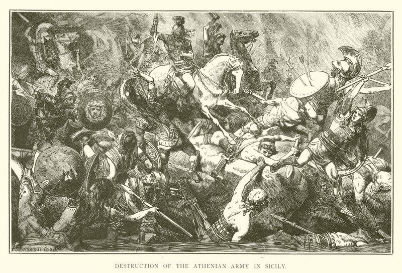 Destruição do exército ateniense na Sicília (gravura) de English School