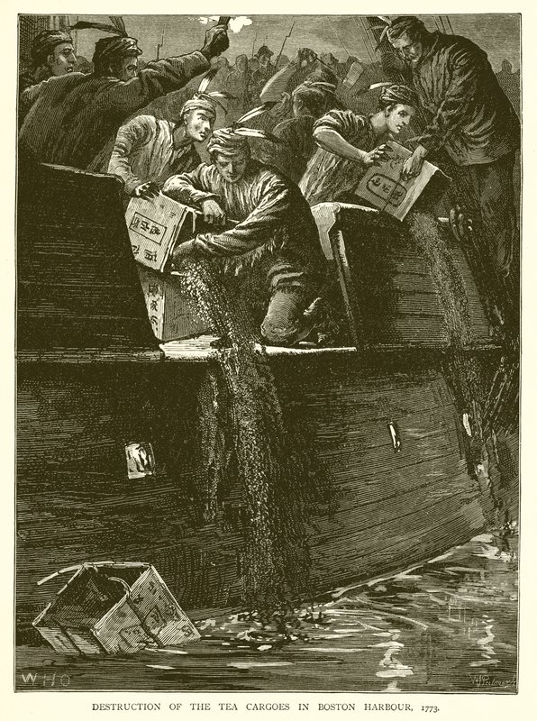 Destruição do Carga de Chá no Porto de Boston, 1773 de English School