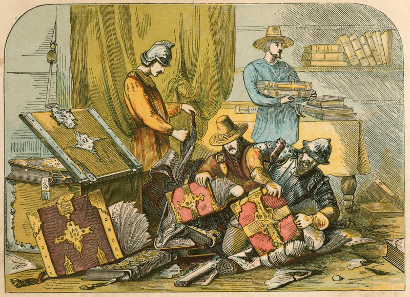 Destruição dos manuscritos e missals em Oxford no reinado de Edward VI de English School