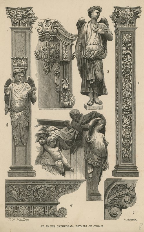 Pormenor do órgão da Catedral de S. Paulo (gravura) de English School