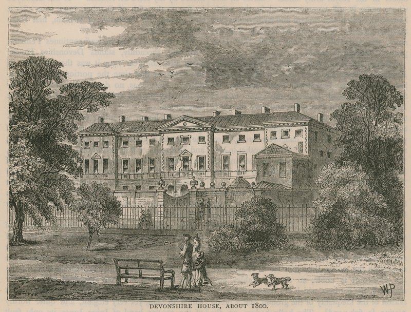 Devonshire House, Londres, em cerca de 1800 de English School