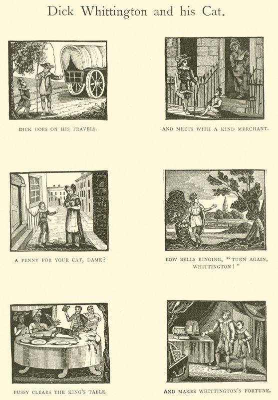 Dick Whittington e o seu gato (xilogravura) de English School