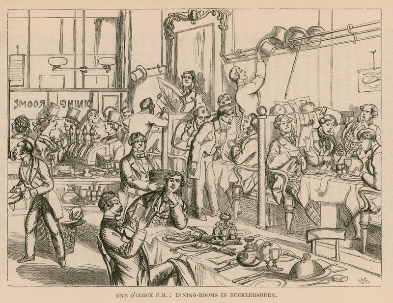 Salas de jantar em Bucklersbury, Londres de English School