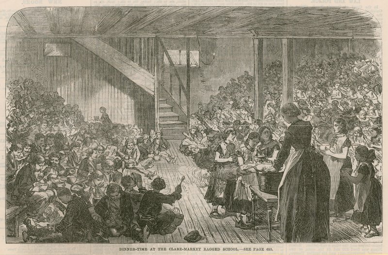 Hora do jantar no Clare Market Escola irregular, Natal de 1869 de English School
