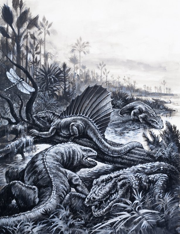 Dinossauros (guache sobre papel) de English School