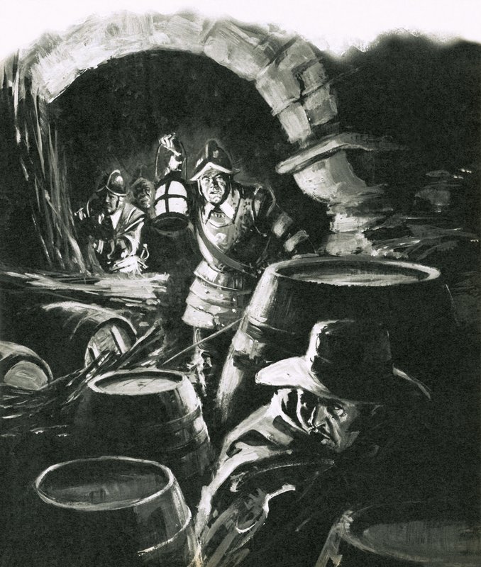 Descobrir de Guy Fawkes da Conspiração da Pólvora de English School