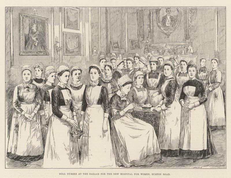 Doll Nurses at the Bazaar for the New Hospital for Women, Euston Road (gravura) de English School