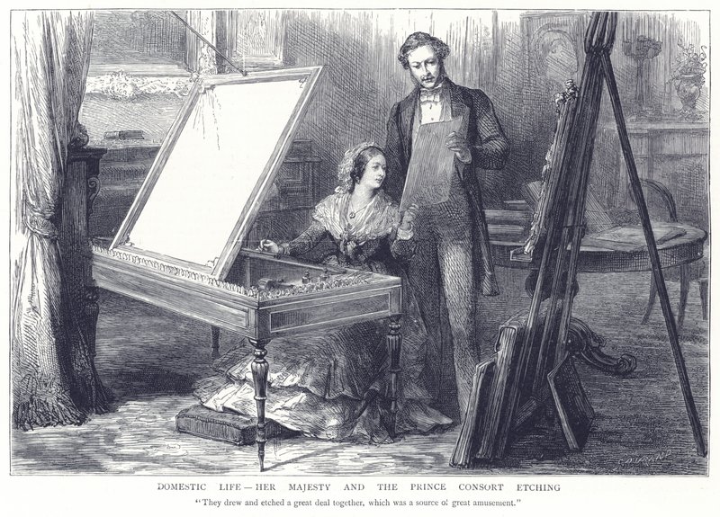 Vida Doméstica - Sua Majestade e o Príncipe Consorte Gravura de English School