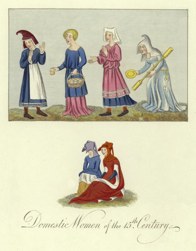 Mulheres domésticas do século XV de English School
