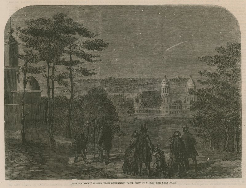 Donets Comet, visto do Greenwich Park, 17 de setembro de 1858, às 19h30. de English School