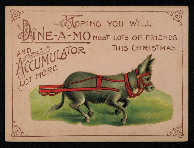 Mensagem de burro e de Natal, cartão de felicitações. (chromolitho) de English School