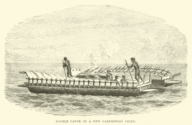 Canoa dupla de um chefe da Nova Caledônia de English School