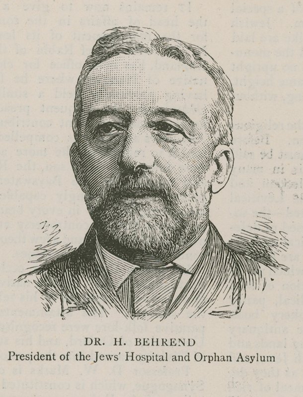 Dr. H Behrend, Presidente do Hospital Judaico e Orfanato de Asilo de English School