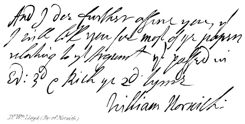 Dr. Wm Lloyd, (Bp: de Norwich) de English School