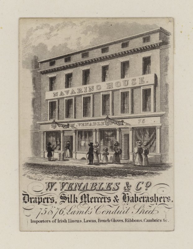 Drapers, W Venables & Co, cartão de comércio de English School