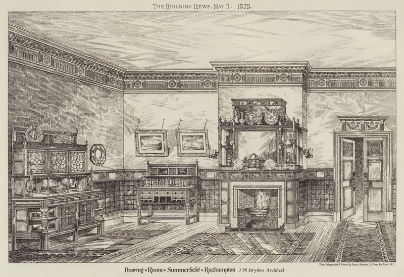 Sala de estar, Summerfield, Roehampton (gravura) de English School