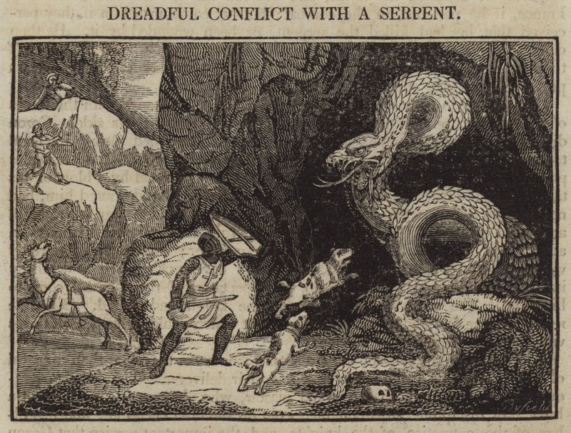 Conflito Terrível com uma Serpente (gravura) de English School