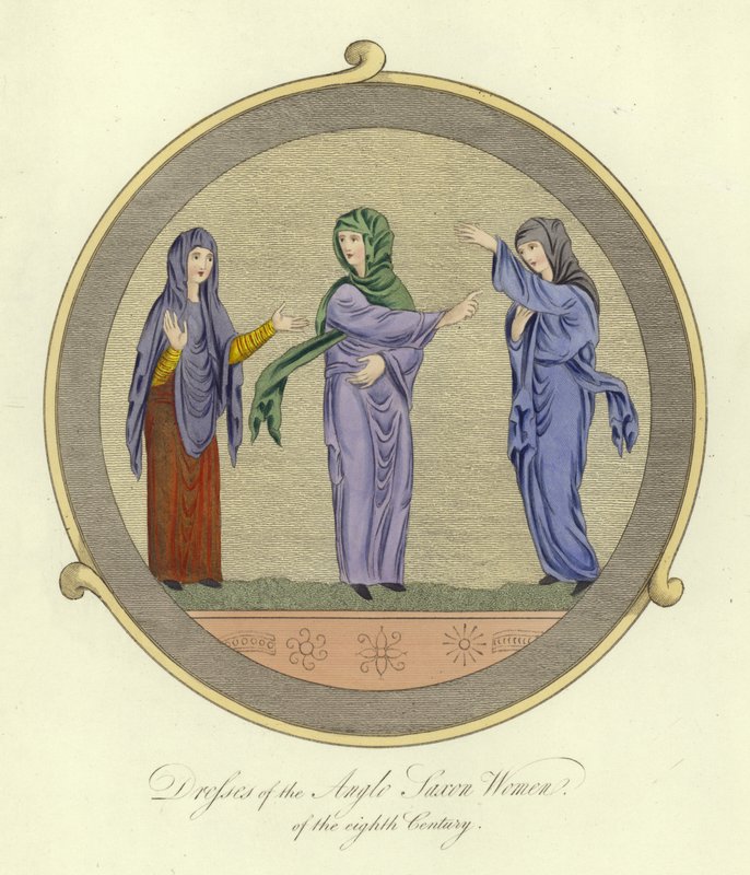 Vestidos das mulheres anglo-saxônicas do século VIII de English School