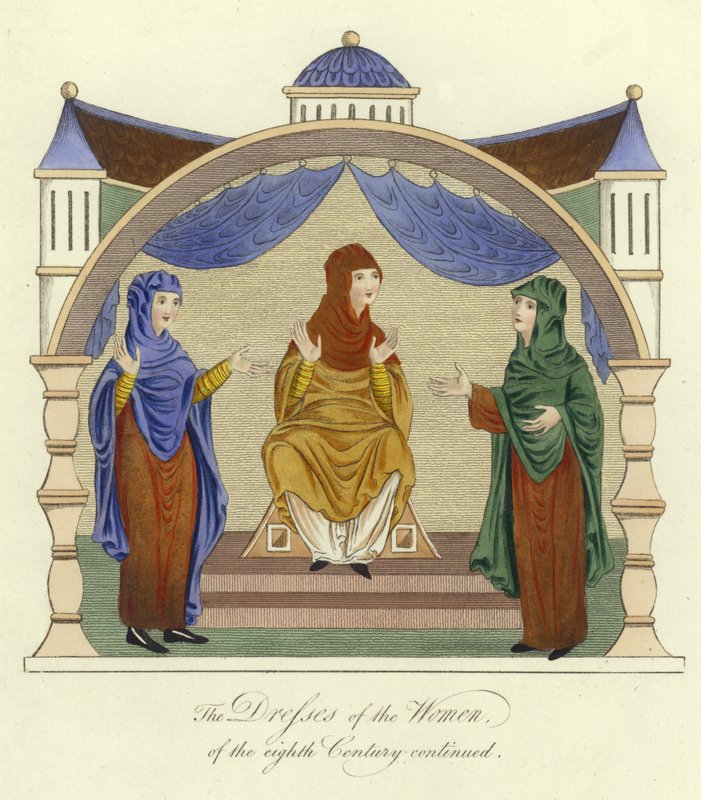 Vestidos das mulheres anglo-saxônicas do século VIII de English School
