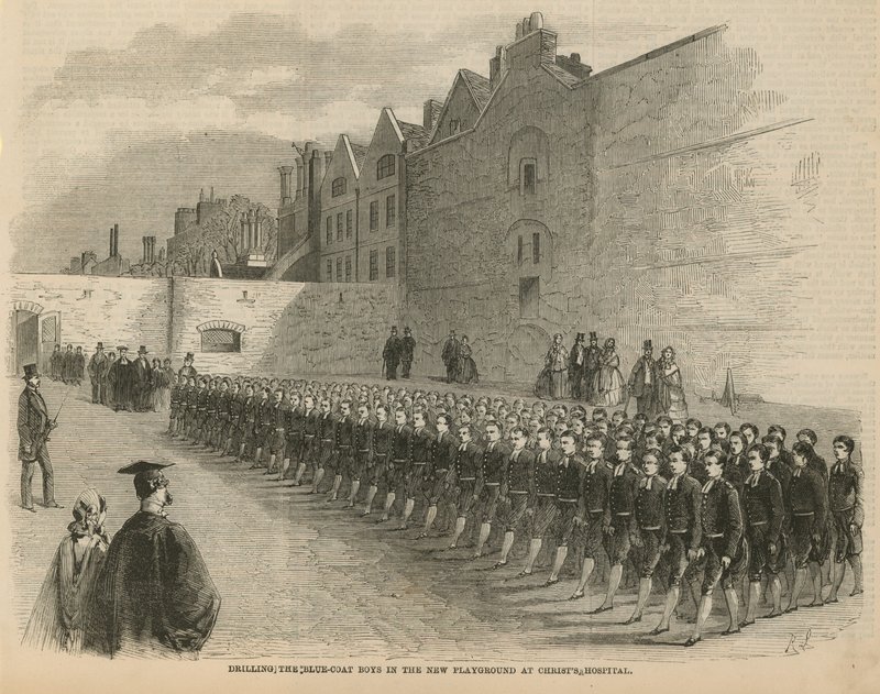 Perfurando os meninos Bluecoat de English School