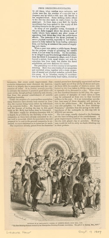 Bebedouro, adjacente à igreja de St Sepulchres, Snow Hill de English School