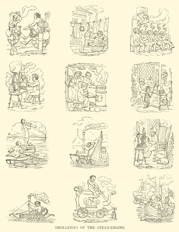 Rolos da máquina a vapor (xilogravura) de English School