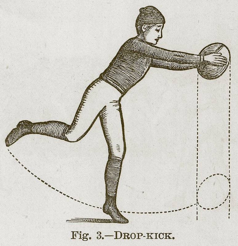 Drop-Kick, ilustração para o livro de Cassells dos esportes e dos passatempos, c.1890 de English School