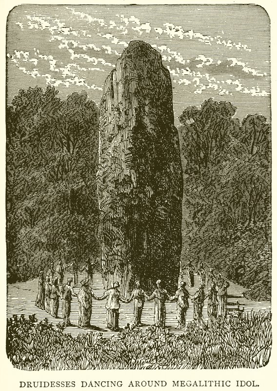 Druidesses Dançando ao redor do Megalithic Idol de English School