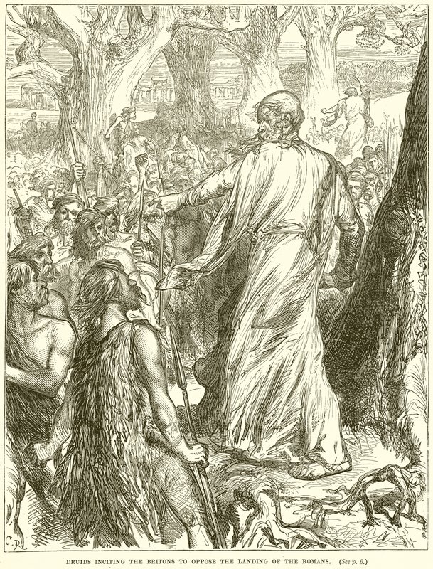 Druidas incitando os britânicos a se oporem ao desembarque dos romanos de English School