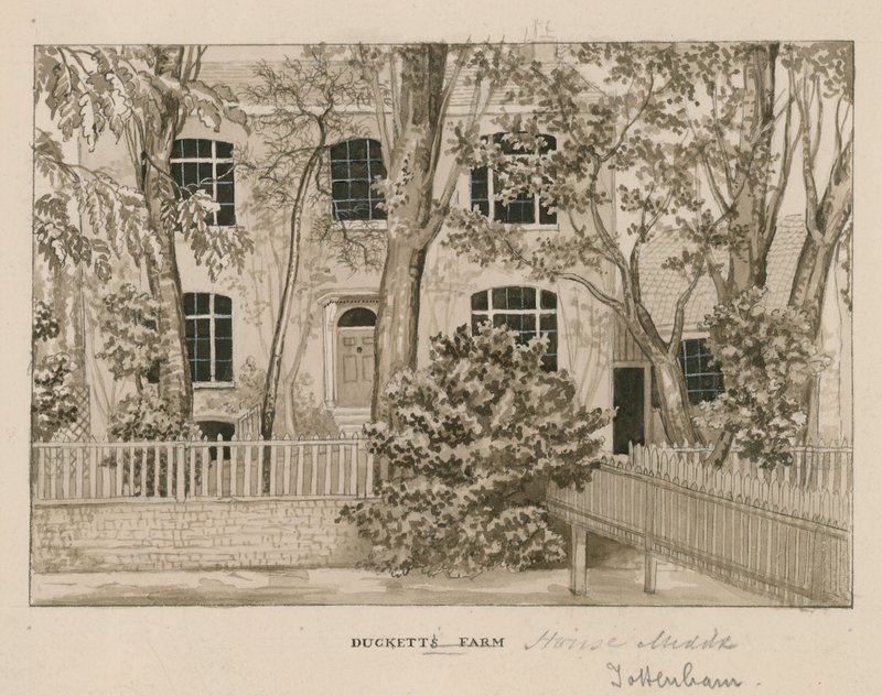 Ducketts Farm House, Tottenham, Londres (wc no papel) de English School