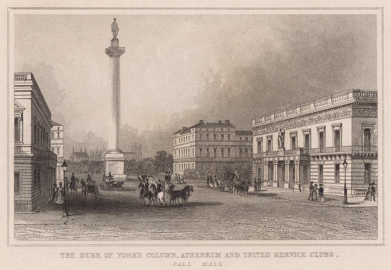 Coluna do Duque de York, Athenaeum e United Service Clubs, Pall Mall de English School