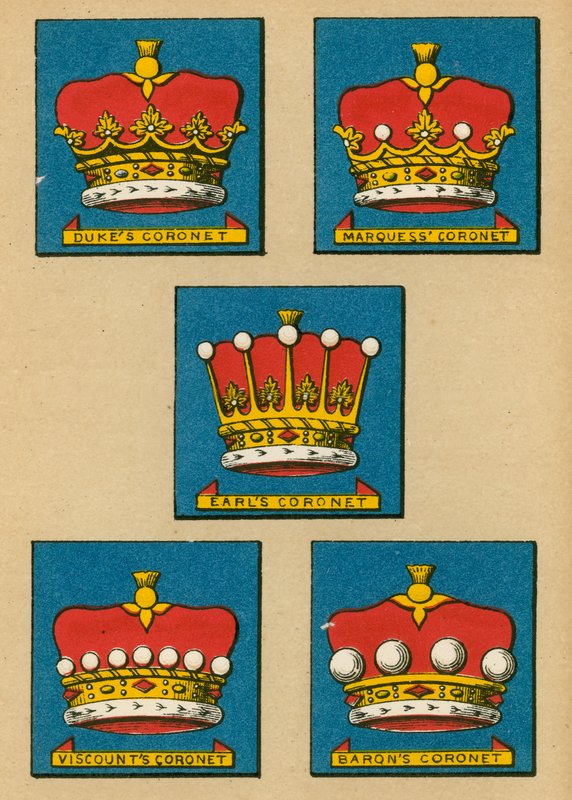 Coroa do Duque. Coroa de Marquês. Coroa de Earl. Coronet do visconde. Coroa do Barão de English School
